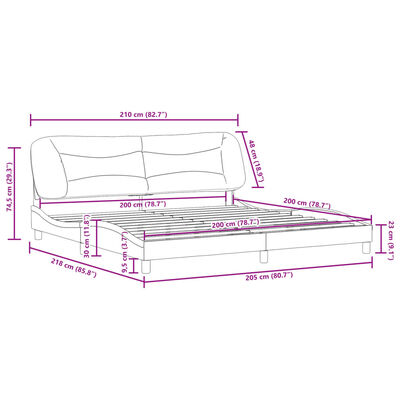 vidaXL Cadre de lit sans matelas cappuccino 200x200 cm similicuir