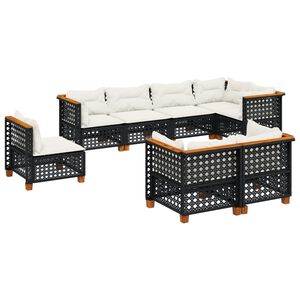 vidaXL Salon de jardin 8 pcs avec coussins noir r&eacute;sine tress&eacute;e