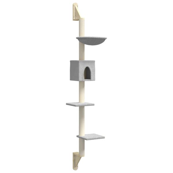 vidaXL Arbre &agrave; chat mural avec griffoir gris clair 187 cm