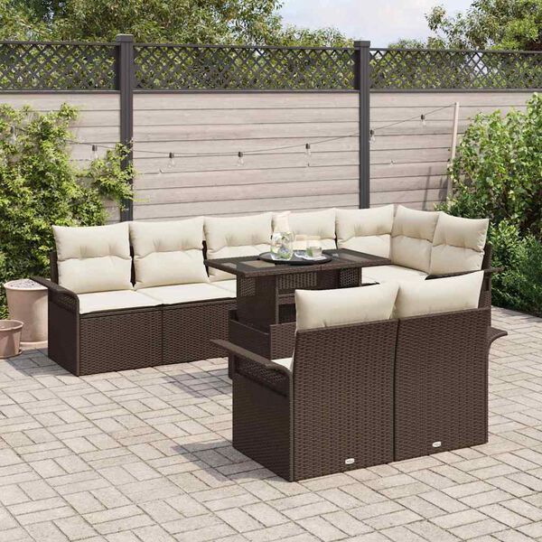 vidaXL Ensemble de canap&eacute; de jardin 9 pcs Marron Poly rotin
