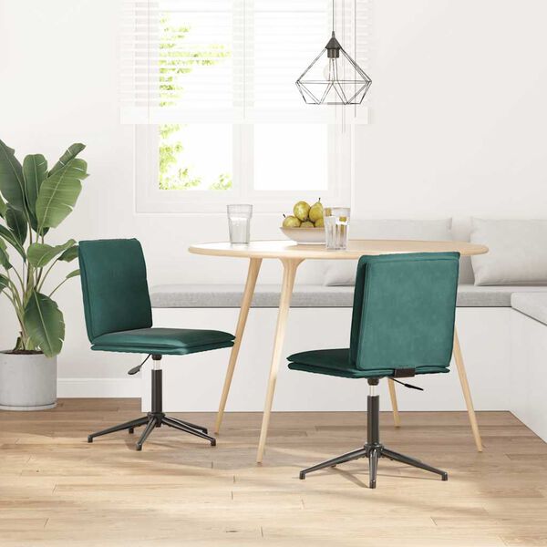 vidaXL Chaises &agrave; manger lot de 2 Vert fonc&eacute; Velours
