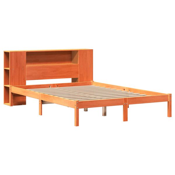 vidaXL Lit biblioth&egrave;que sans matelas cire marron 140x190 cm pin massif