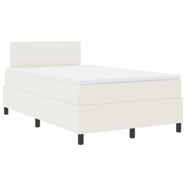 vidaXL Lit &agrave; ressorts avec t&ecirc;te de lit Cr&egrave;me et Blanc 120 x 200 cm
