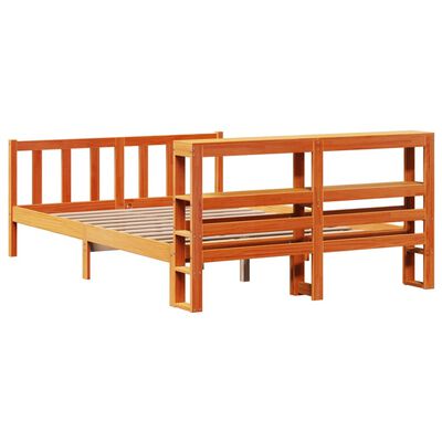 vidaXL Cadre de lit et tête de lit sans matelas cire marron 140x200 cm