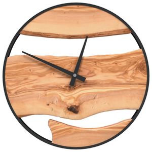vidaXL Horloge murale marron &Oslash;35 cm fer et bois d'olivier