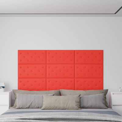vidaXL Panneaux muraux 12 pcs Rouge 60x30 cm Similicuir 2,16 m²
