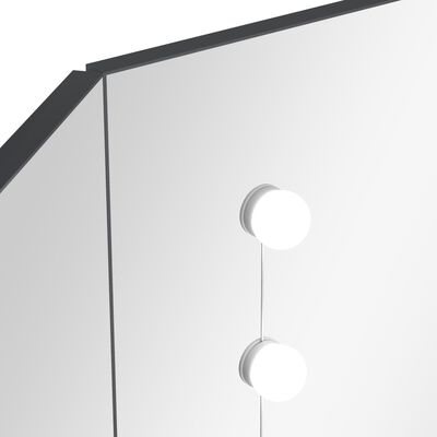 vidaXL Coiffeuse d'angle avec LED Gris 111x54x141,5 cm
