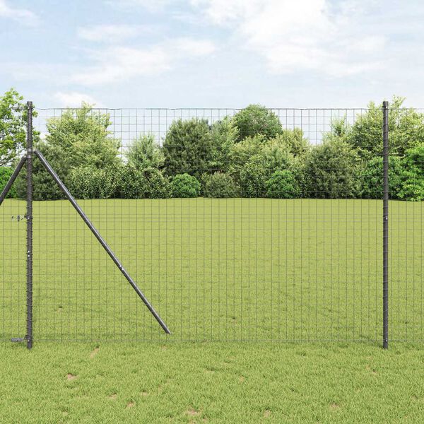 vidaXL Cl&ocirc;ture avec poteau Gris 1,6 x 10 m Acier et PVC