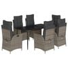 vidaXL Ensemble &agrave; manger de jardin et coussins 7 pcs gris rotin