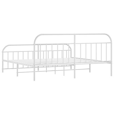 vidaXL Cadre de lit métal sans matelas et pied de lit blanc 193x203 cm