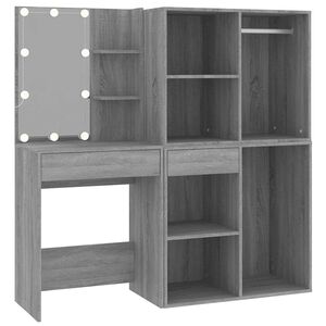 vidaXL Coiffeuse &agrave; LED avec armoires Sonoma gris Bois d'ing&eacute;nierie