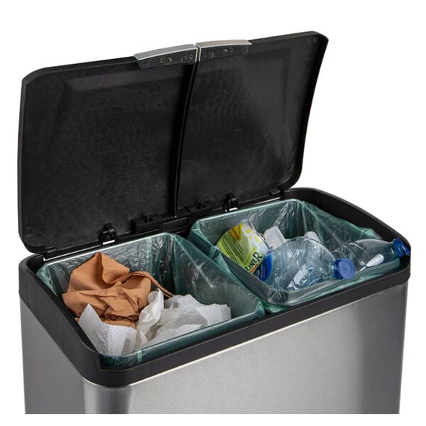 Practo Home Poubelle &agrave; p&eacute;dale 2x20 L noir mat Acier inoxydable