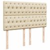 vidaXL Sommier &agrave; lattes de lit avec matelas Cr&egrave;me 140x190 cm Tissu
