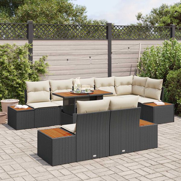 vidaXL Ensemble de salle &agrave; manger pour jardin 9 pcs Noir et Beige