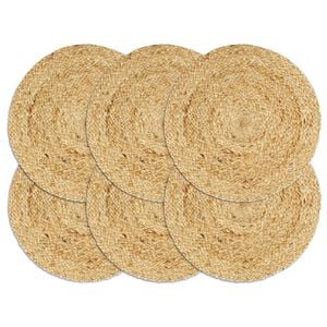 vidaXL Napperons 6 pcs Naturel Plain 38 cm Rond Jute