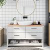 vidaXL Comptoir de salle de bain 140x50x(2-4)cm bois massif non trait&eacute;