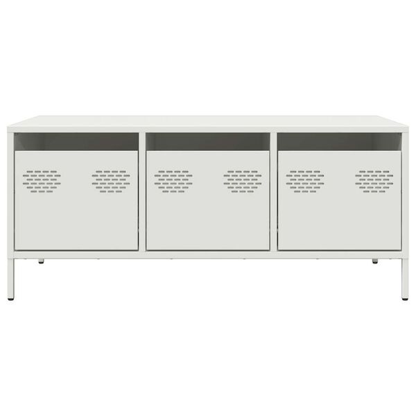 vidaXL Table basse blanc 101,5x50x43,5 cm acier lamin&eacute; &agrave; froid