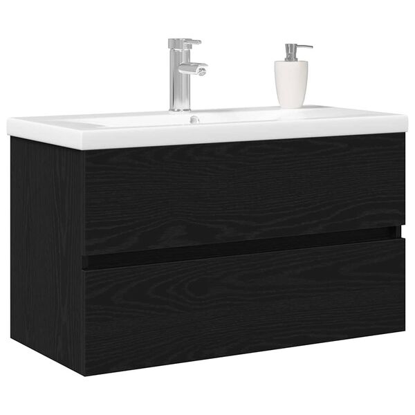 vidaXL Cabinet de lavabo Chêne noir 80 x 39 x 62 cm Bois d'ingénierie