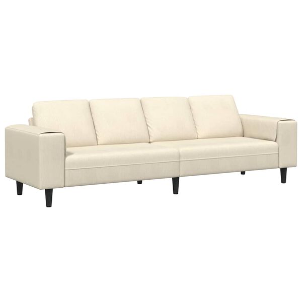 vidaXL Canap&eacute; Cr&egrave;me 250 x 77 x 76 cm Tissu en velours c&ocirc;tel&eacute;