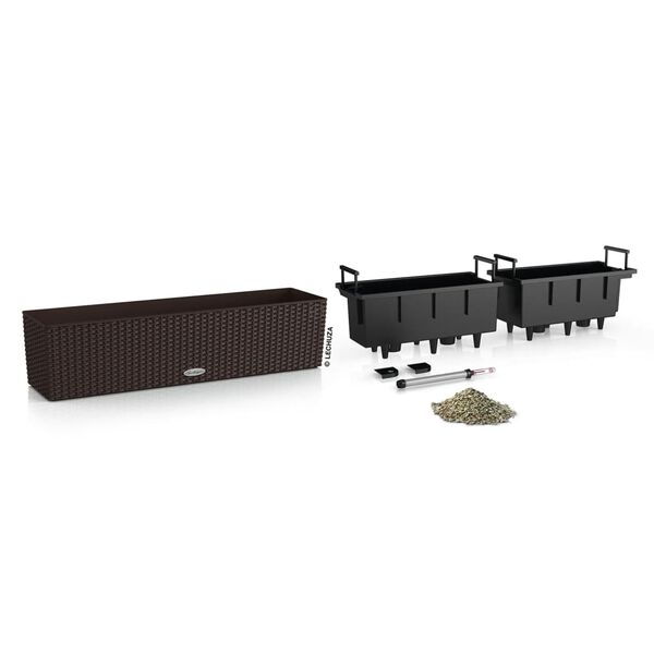 LECHUZA Jardini&egrave;re BALCONERA Cottage 80 ALL-IN-ONE Moka