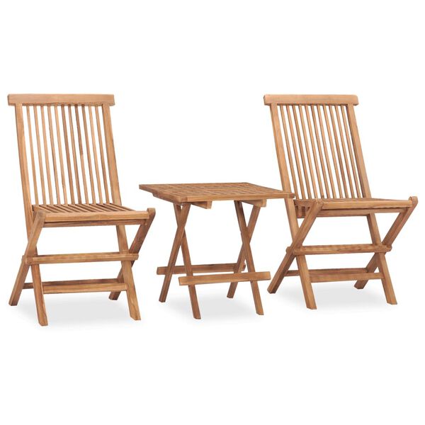vidaXL Ensemble &agrave; manger d'ext&eacute;rieur pliable avec coussin 3 pcs Teck
