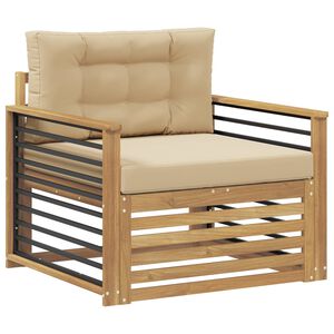 vidaXL Canap&eacute; d&rsquo;ext&eacute;rieur Polyester Blanc et beige