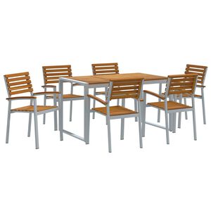 vidaXL Ensemble de salle &agrave; manger pour jardin 7 pcs Gris