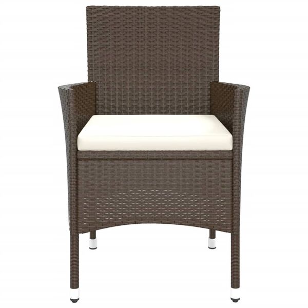 vidaXL Lot de 2 chaises de jardin avec coussins en polyrotin marron (Royaume-Uni, Irlande, Finlande et Norvège uniquement)