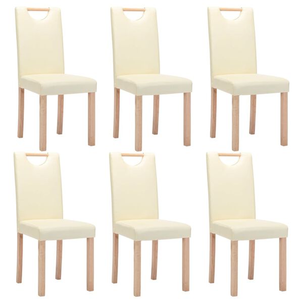 vidaXL Chaises &agrave; manger lot de 6 cr&egrave;me similicuir