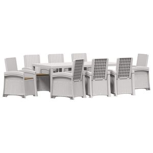 vidaXL Ensemble de salle &agrave; manger pour jardin 9 pc Blanc et taupe PP