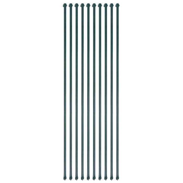 vidaXL Poteau de jardin 10 pcs 1,5 m M&eacute;tal Vert