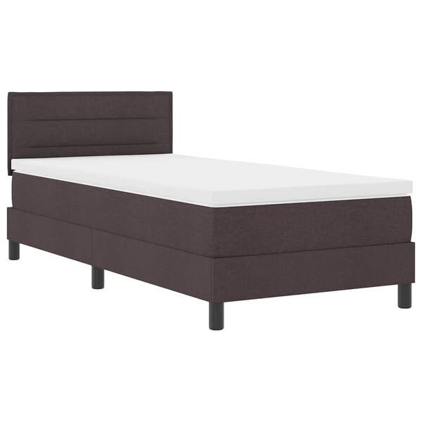 vidaXL Lit &agrave; ressorts avec matelas Marron fonc&eacute; 80 x 200 cm tissu