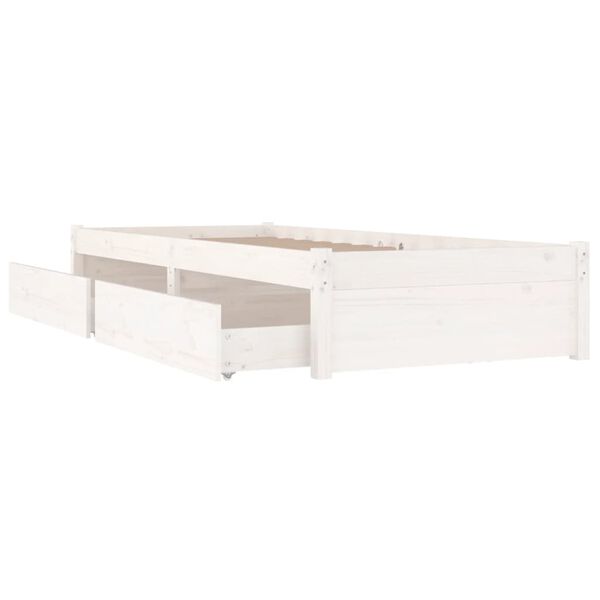 vidaXL Cadre de lit sans matelas avec tiroirs blanc 90x200 cm