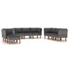vidaXL Salon de jardin 9 pcs avec coussins R&eacute;sine tress&eacute;e Gris