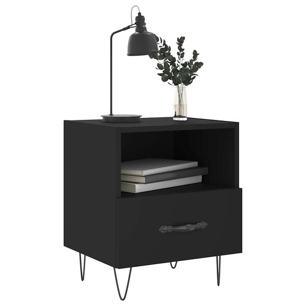 vidaXL Tables de chevet 2 pcs noir 40x35x47,5 cm bois d&rsquo;ing&eacute;nierie