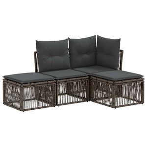 vidaXL Ensemble de canap&eacute; de jardin 4 pcs Gris polyrotin