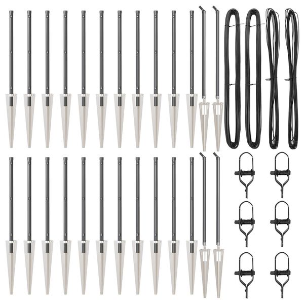 vidaXL Poteau de clôture. Autre 26 pcs Gris 3,2 x 3,2 x 60 cm Acier