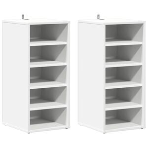 vidaXL Armoires &agrave; chaussures 2pcs Blanc 31,5x35x70cm Bois d'ing&eacute;nierie