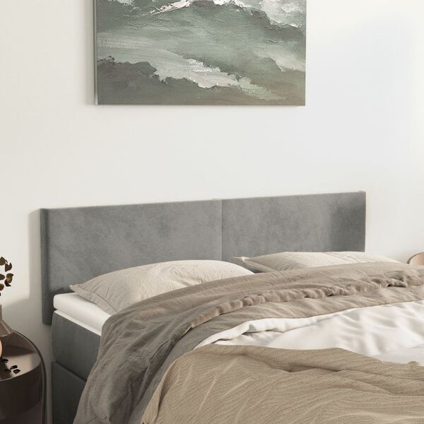 vidaXL T&ecirc;tes de lit 2 pcs Gris clair 72x5x78/88 cm Velours