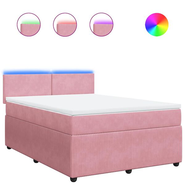 vidaXL Sommier &agrave; lattes de lit avec matelas Rose 140x200 cm Velours