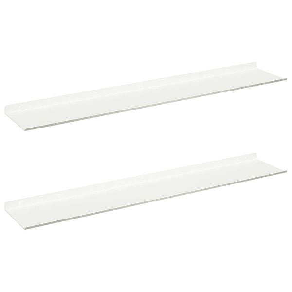 vidaXL &Eacute;tag&egrave;re flottante 2 pcs Blanc 100 x 18 x 2,5 cm Acier