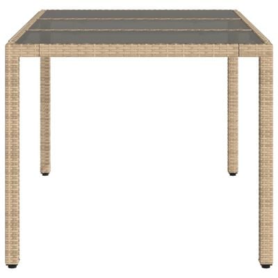 vidaXL Table de jardin avec dessus en verre beige résine tressée