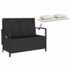 vidaXL Banc de rangement de jardin avec coussin noir résine tressée