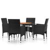 vidaXL Ensemble &agrave; manger de jardin 5 pcs R&eacute;sine tress&eacute;e Noir