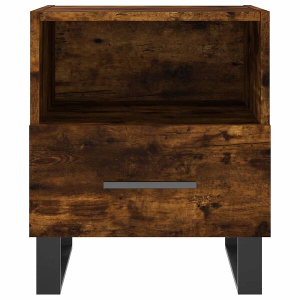 vidaXL Table de chevet ch&ecirc;ne fum&eacute; 40x35x47,5 cm bois d&rsquo;ing&eacute;nierie