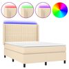 vidaXL Sommier &agrave; lattes de lit matelas et LED Cr&egrave;me 140x200 cm Tissu