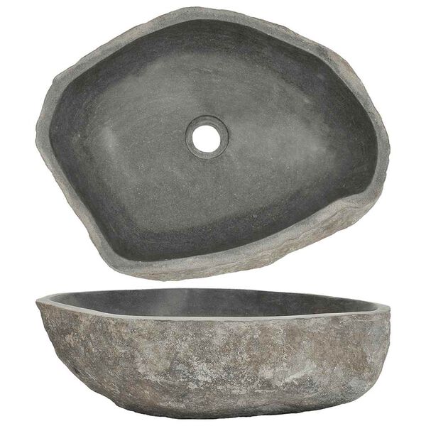 vidaXL Lavabo en pierre de rivi&egrave;re Ovale (45-53)x(34-41) cm