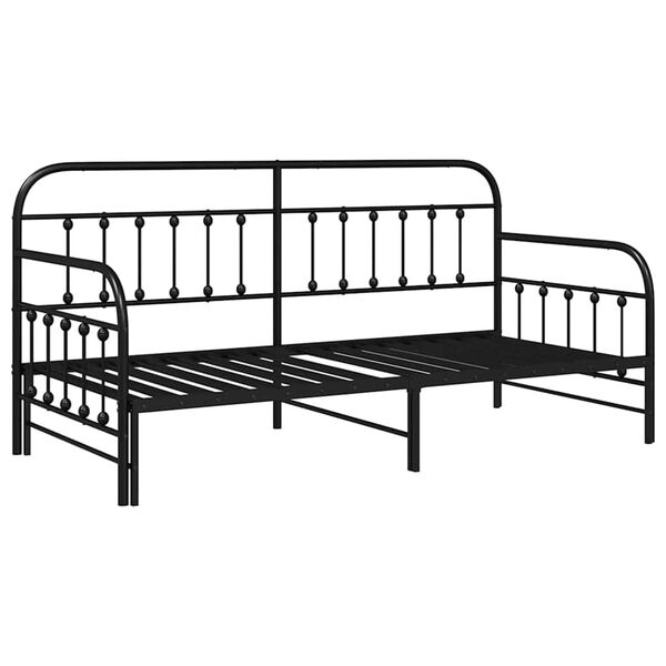 vidaXL Cadre de lit de jour Noir 100 x 190 cm Acier enduit de poudre