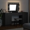 vidaXL Table de Toilette avec tiroir 3 pcs Noir Bois d'ing&eacute;nierie