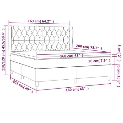 vidaXL Sommier à lattes de lit avec matelas Crème 160x200 cm Tissu